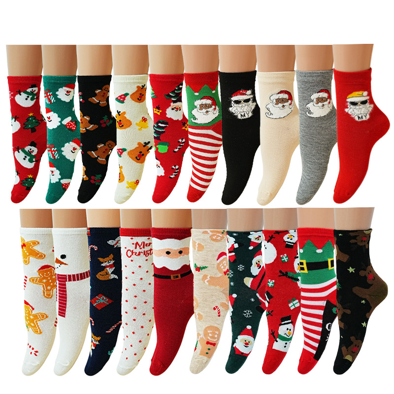Christmas Holiday Socks Fashion Cotton Middle Tube Sock Festive Crew Socks